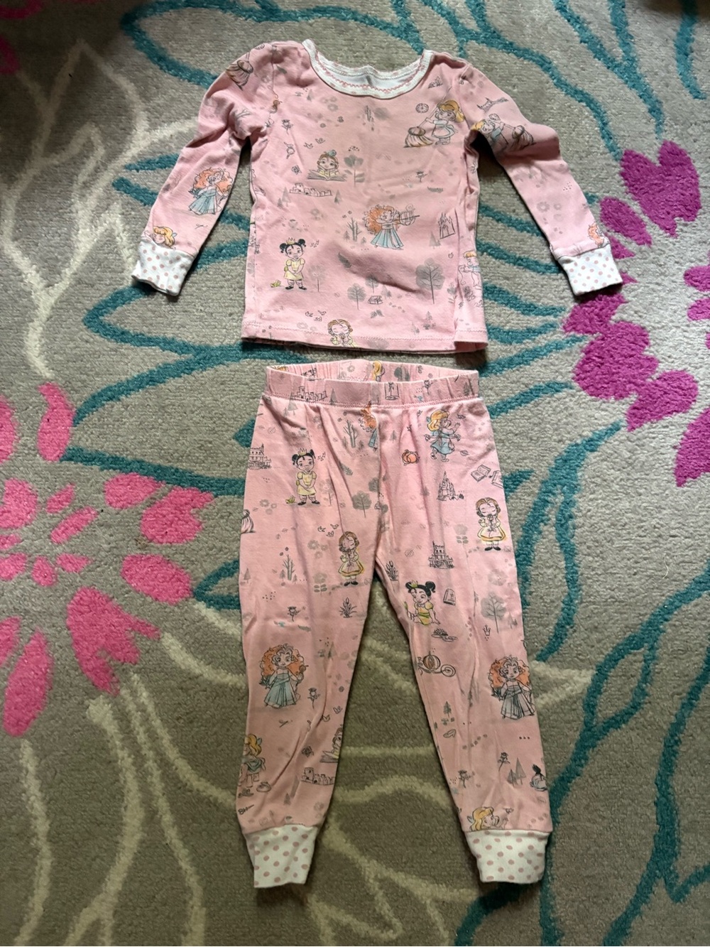 Disney Princess Two Piece Pajama Set Toddler Size 2